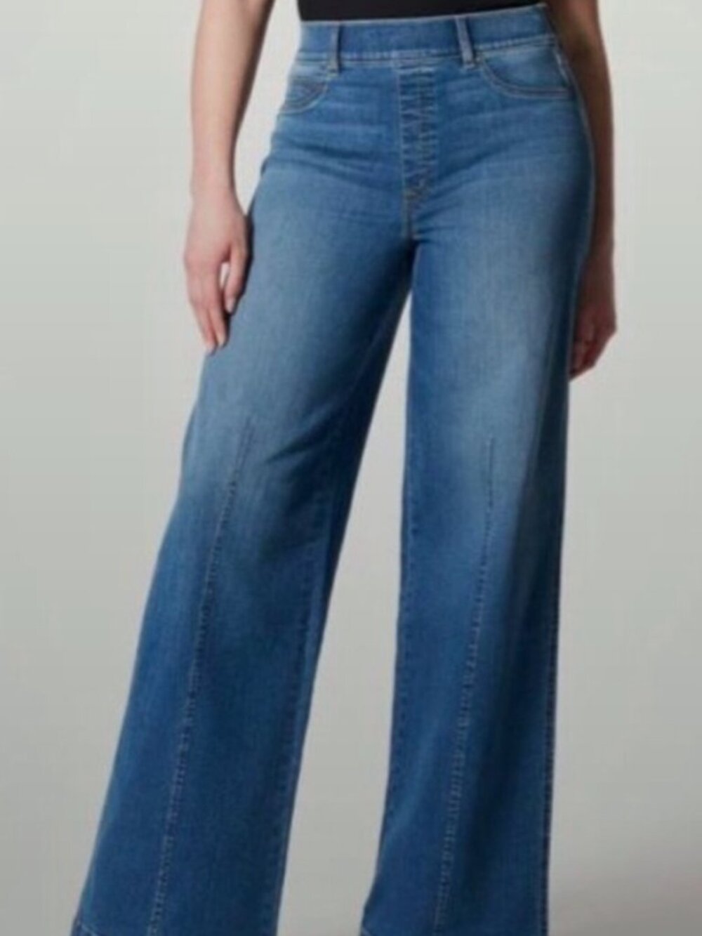 Spanx wide leg front seam jeans pull on